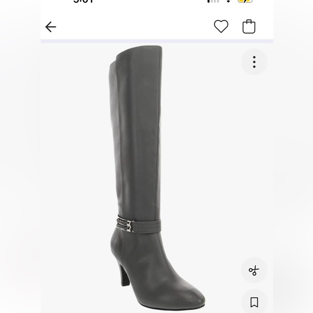 London Fog Charcoal Gray vegan leather Heeled Boots with buckle